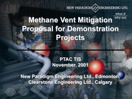 Methane Vent Mitigation Proposal for Demonstration Projects PTAC TIS