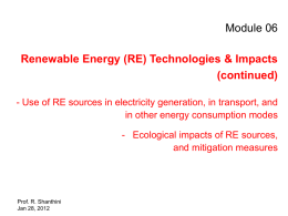 Module 06 Renewable Energy (RE) Technologies &amp; Impacts (continued)