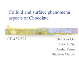 Colloid and surface phenomena aspects of Chocolate CE 457/527 Chin Kok Ooi