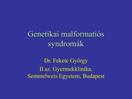 Genetikai malformatiós syndromák Dr. Fekete György II.sz. Gyermekklinika,