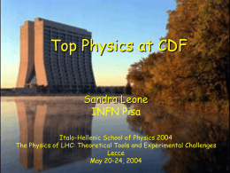 Top Physics at CDF Sandra Leone INFN Pisa