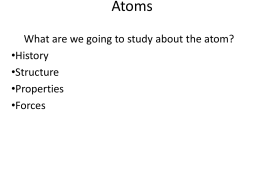 Atoms What are we going to study about the atom? •History •Structure