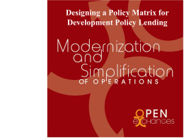Designing a Policy Matrix for Development Policy Lending