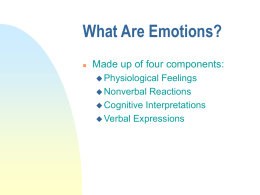 What Are Emotions? Made up of four components: Physiological Feelings Nonverbal Reactions