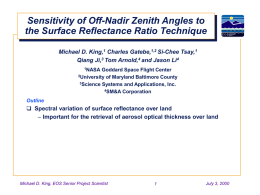 Sensitivity of Off-Nadir Zenith Angles to Title the Surface Reflectance Ratio Technique