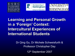 Learning and Personal Growth in a &lsquo;Foreign&rsquo; Context: Intercultural Experiences of International Students