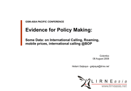 Evidence for Policy Making: Some Data: on International Calling, Roaming, Client Logo