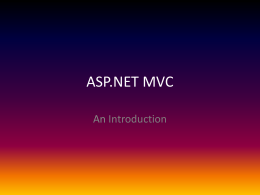 ASP.NET MVC An Introduction