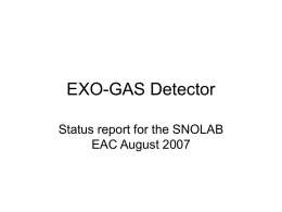 EXO-GAS Detector Status report for the SNOLAB EAC August 2007