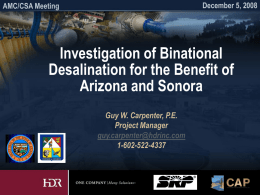 Investigation of Binational Desalination for the Benefit of Arizona and Sonora