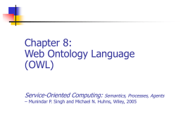 Chapter 8: Web Ontology Language (OWL) Service-Oriented Computing: