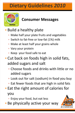 2010 Consumer Messages Build a healthy plate 