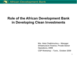Role of the African Development Bank in Developing Clean Investments