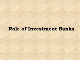 Role of Investment Banks