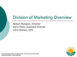 Division of Marketing Overview Nelson Mongiovi, Director Kerry Flack, Assistant Director