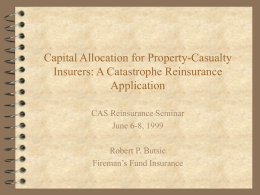 Capital Allocation for Property-Casualty Insurers: A Catastrophe Reinsurance Application CAS Reinsurance Seminar
