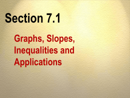 Section 7.1 Graphs, Slopes, Inequalities and Applications