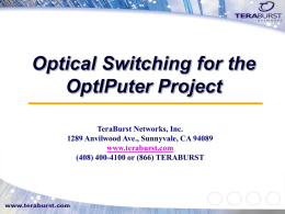 Optical Switching for the OptIPuter Project TeraBurst Networks, Inc.