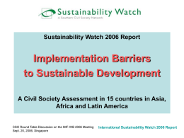 Implementation Barriers to Sustainable Development