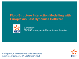 Fluid-Structure Interaction Modelling with Europlexus Fast Dynamics Software S. Potapov