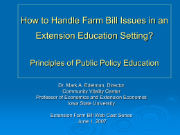 How to Handle Farm Bill Issues in an Extension Education Setting?
