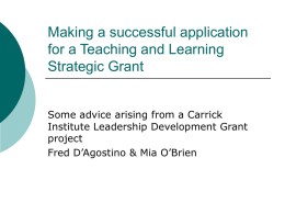 Making a successful application for a Teaching and Learning Strategic Grant