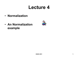 Lecture 4 Normalization An Normalization example