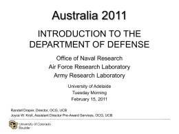 Australia 2011 INTRODUCTION TO THE DEPARTMENT OF DEFENSE Office of Naval Research