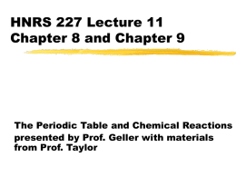 HNRS 227 Lecture 11 Chapter 8 and Chapter 9