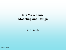 Data Warehouse : Modeling and Design N. L. Sarda NLS/IITB/DWH