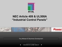 NEC Article 409 &amp; UL508A “Industrial Control Panels” 1