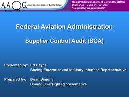 Federal Aviation Administration Supplier Control Audit (SCA)
