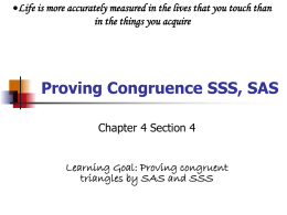 Proving Congruence SSS, SAS