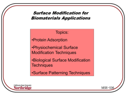 Surface Modification for Biomaterials Applications