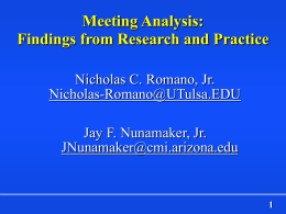 Meeting Analysis: Findings from Research and Practice Nicholas C. Romano, Jr.