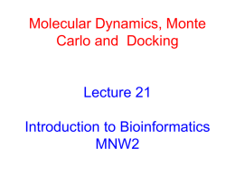 Molecular Dynamics, Monte Carlo and  Docking Lecture 21 Introduction to Bioinformatics
