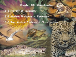 Chapter 18:  Classification 18-1 History of Taxonomy 18-2 Modern Phylogenetic Taxonomy