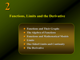 2 Functions, Limits and the Derivative
