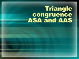 Triangle congruence ASA and AAS