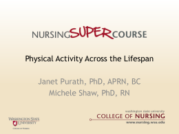 Physical Activity Across the Lifespan Janet Purath, PhD, APRN, BC