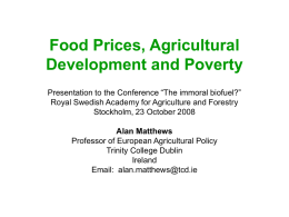 Food Prices, Agricultural Development and Poverty