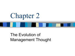 Chapter 2 The Evolution of Management Thought