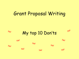 Grant Proposal Writing My top 10 Don’ts