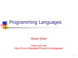 Programming Languages Marjan Sirjani Course web site: