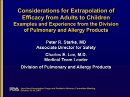 Considerations for Extrapolation of Efficacy from Adults to Children