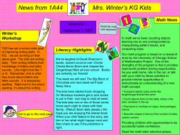 Mrs. Winter’s KG Kids News from 1A44 Math News Writer’s