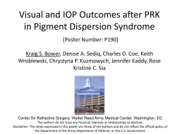 Visual and IOP Outcomes after PRK in Pigment Dispersion Syndrome