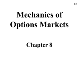 Mechanics of Options Markets Chapter 8 8.1