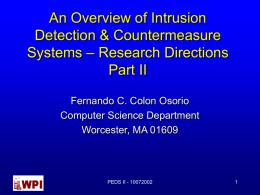 An Overview of Intrusion Detection &amp; Countermeasure – Research Directions Systems