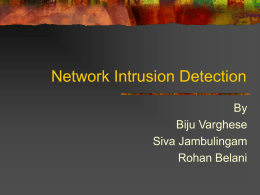 Network Intrusion Detection By Biju Varghese Siva Jambulingam